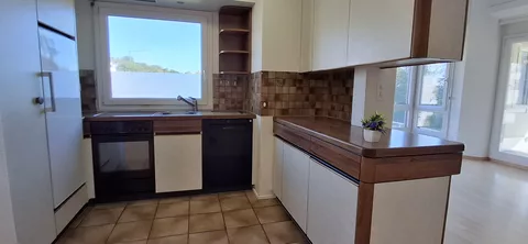 Modern Kitchen with oven, fridge and microwave